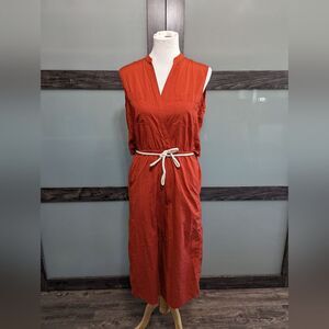 Vince cotton utility rope belted midi dress size M